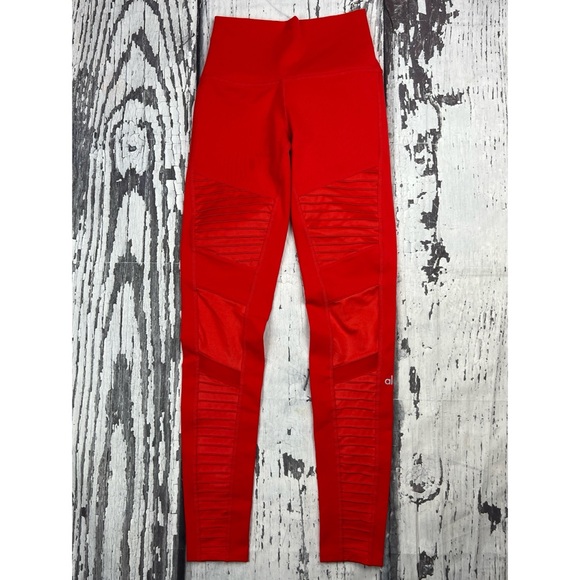 ALO - High Waist Moto Legging in Scarlet & Scarlet Glossy - Size XS - Picture 3 of 7